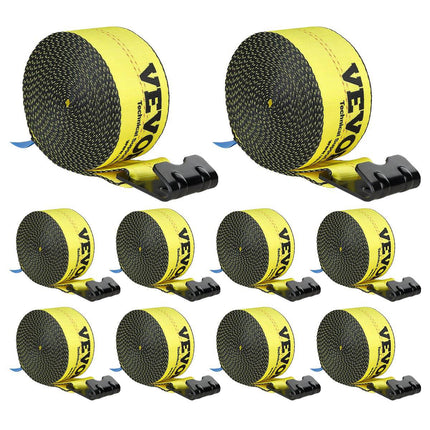 Winch Straps 4 In x 30 Ft, Flat Hook, 10 Pack