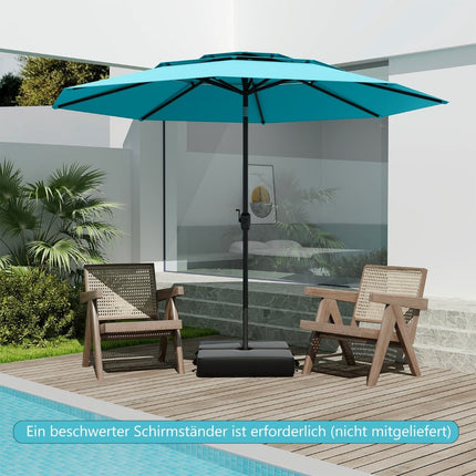 Windbeständiger Sonnenschirm, 300 cm, Türkis