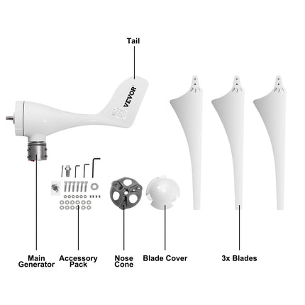 Wind Turbine Generator Kit 400W 12V, 3-Blade, Controller