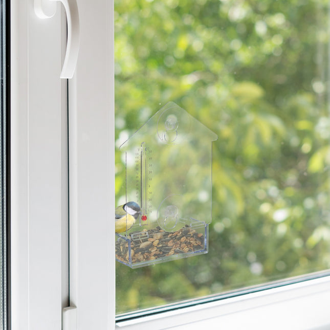 Window Bird Feeder with Thermometer, Suction Cups