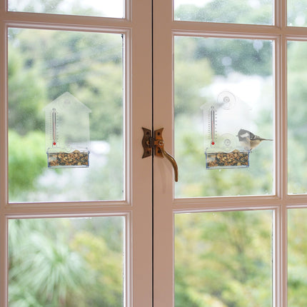 Fenster-Vogelfutterhaus mit Thermometer, Saugnäpfe