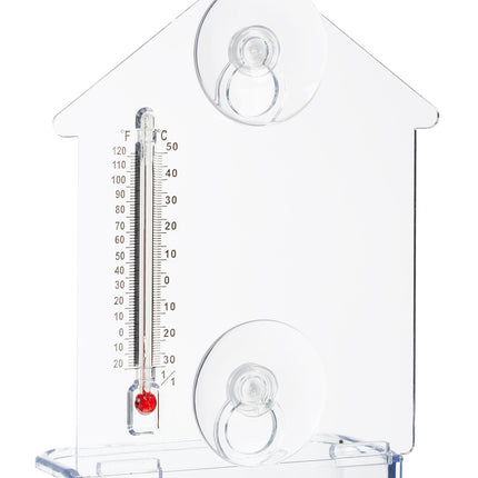 Fenster-Vogelfutterhaus mit Thermometer, Saugnäpfe