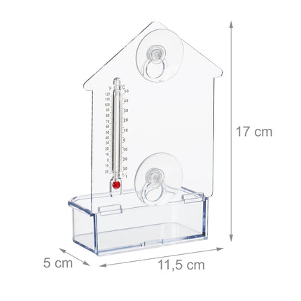 Fenster-Vogelfutterhaus mit Thermometer, Saugnäpfe