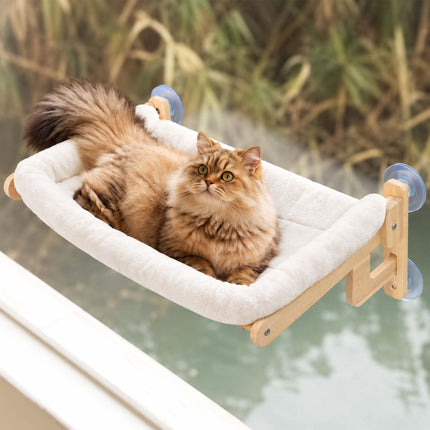Window Cat Hammock with Suction Cups and Wall Mount, Cream, Max. 18 kg