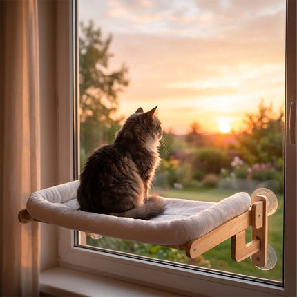 Window Cat Hammock with Suction Cups and Wall Mount, Cream, Max. 18 kg