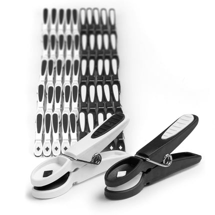 Windproof Soft-Grip Clothes Pegs, 50-Pack, Black/White