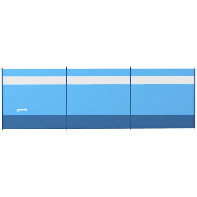 Faltbarer Windschutz mit hellem Fenster, 440x140cm, Blau