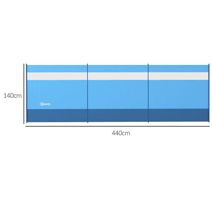 Faltbarer Windschutz mit hellem Fenster, 440x140cm, Blau