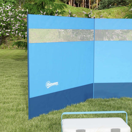 Faltbarer Windschutz mit hellem Fenster, 440x140cm, Blau