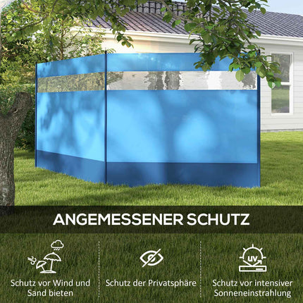 Faltbarer Windschutz mit hellem Fenster, 440x140cm, Blau