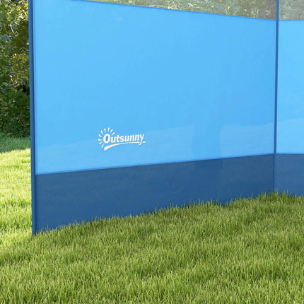 Faltbarer Windschutz mit hellem Fenster, 440x140cm, Blau