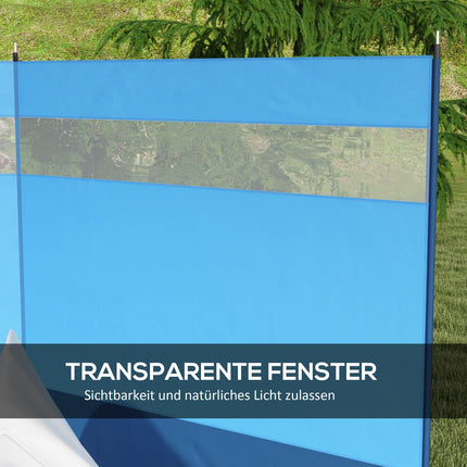 Faltbarer Windschutz mit hellem Fenster, 440x140cm, Blau