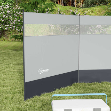 Faltbarer grauer Sichtschutz mit Lichtquelle, 440 x 140 cm