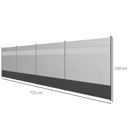 Folding Windbreaker screen with light window, 725x140 cm