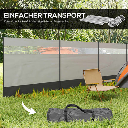 Folding Windbreaker screen with light window, 725x140 cm