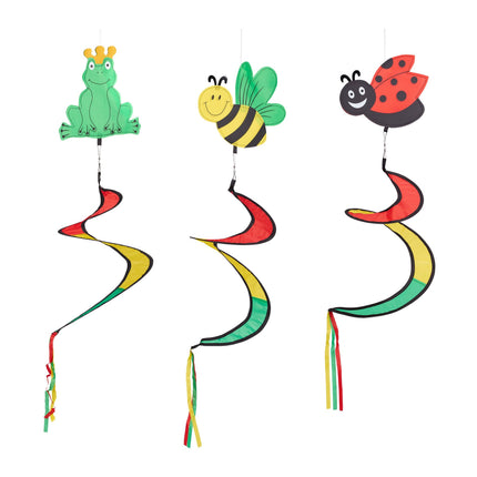 Wind spinner spiral animal motif set of 3
