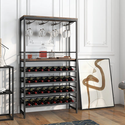 Wine Bakers Rack, 4-Tier Storage, Stemware Holder