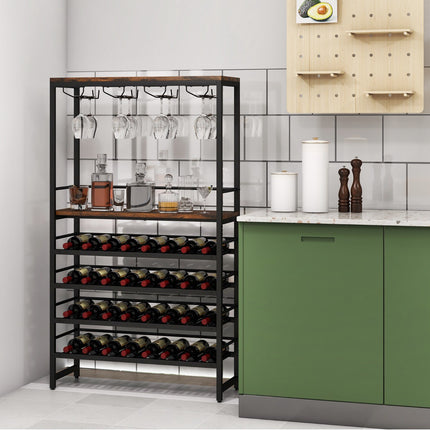 Wine Bakers Rack, 4-Tier Storage, Stemware Holder