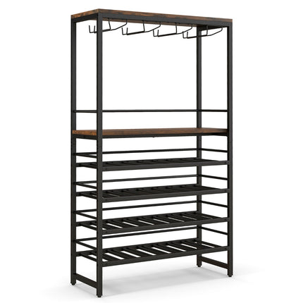 Wine Bakers Rack, 4-Tier Storage, Stemware Holder