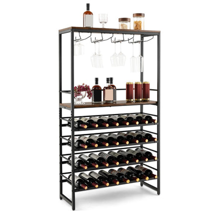 Wine Bakers Rack, 4-Tier Storage, Stemware Holder