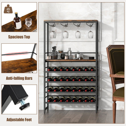 Wine Bakers Rack, 4-Tier Storage, Stemware Holder