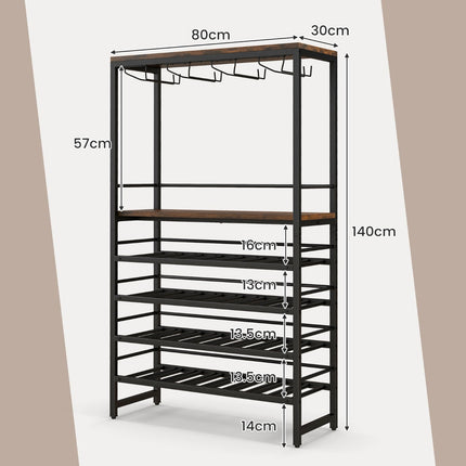 Wine Bakers Rack, 4-Tier Storage, Stemware Holder