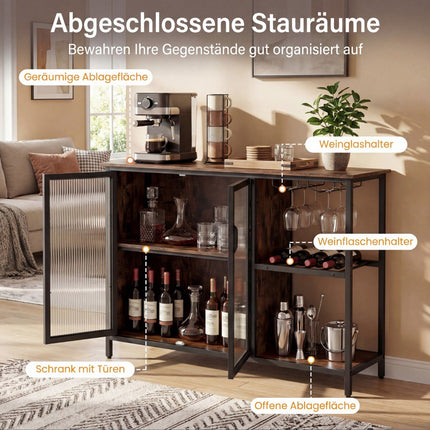 Weinschrank mit LED-Beleuchtung, Glashalter und Ladeanschlüssen