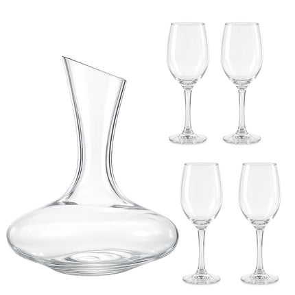Weingläser-Set mit Dekanter, Klarglas, 5-teilig