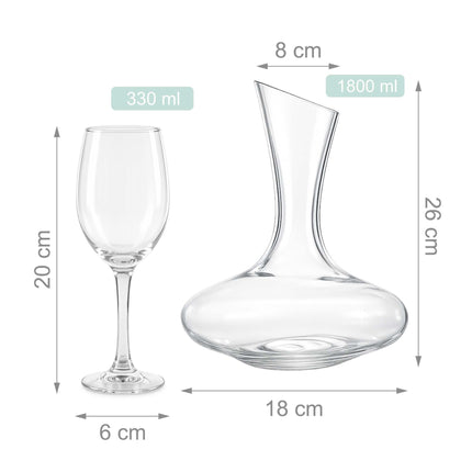 Weingläser-Set mit Dekanter, Klarglas, 5-teilig