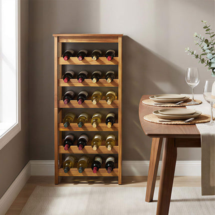 Wine Rack, Acacia Wood, Holds 24 Bottles