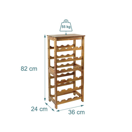 Wine Rack, Acacia Wood, Holds 24 Bottles