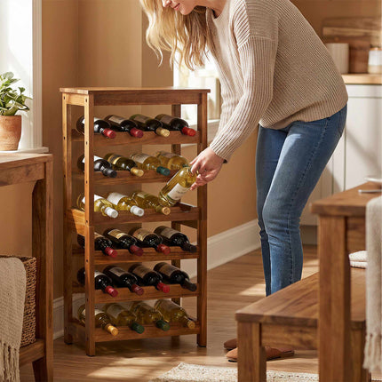 Wine Rack, Acacia Wood, Holds 24 Bottles
