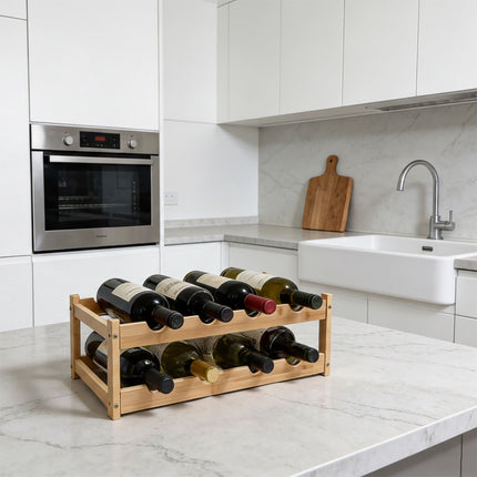 Weinregal, Flaschenhalter aus Bambus für Küche oder Bar