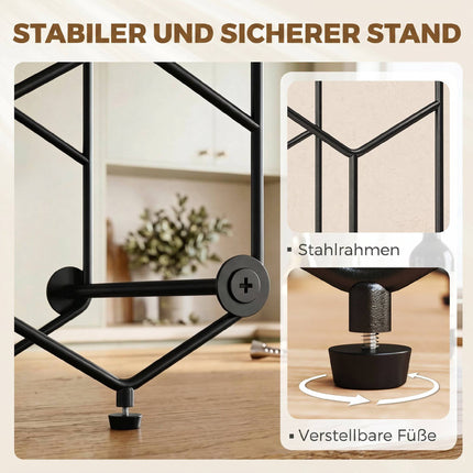 Weinregal für 13 Flaschen, Metall, verstellbare Füße, Schwarz