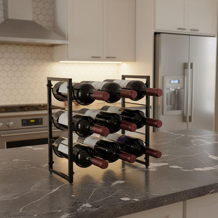 Weinregal für 9 Flaschen – Metall, schmales Design