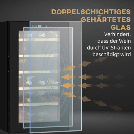 Weinkühlschrank, Kapazität für 24 Flaschen, Innenbeleuchtung, schwarz
