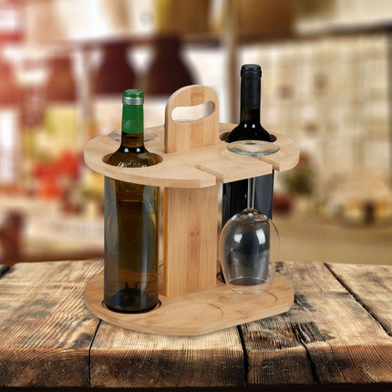 Wine bottles in bamboo