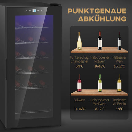 Weinkühlschrank, 18 Flaschen, 50 l, Touch-Steuerung, 5–18 °C