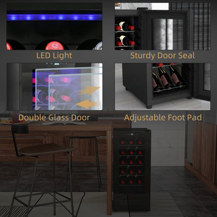 Weinkühlschrank, 18 Flaschen, 50 l, Touch-Steuerung, 5–18 °C