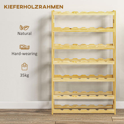 Weinregal aus Holz, 42 Flaschen, 7 Ebenen, Kippschutz