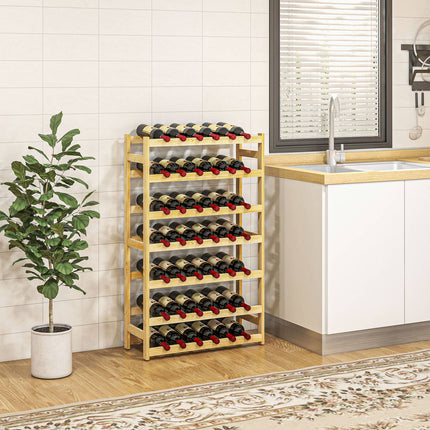 Weinregal aus Holz, 42 Flaschen, 7 Ebenen, Kippschutz