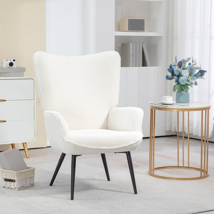 Lounge-Ohrensessel, gepolstert mit Armlehnen, Cremeweiß