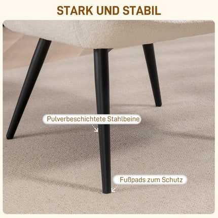 Lounge-Ohrensessel, gepolstert mit Armlehnen, Cremeweiß