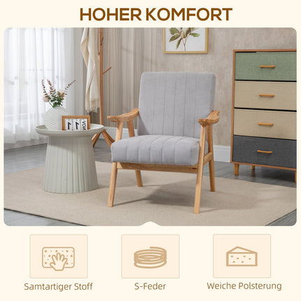 Gepolsterter Ohrensessel in Samtoptik, Skandi Design, Grau