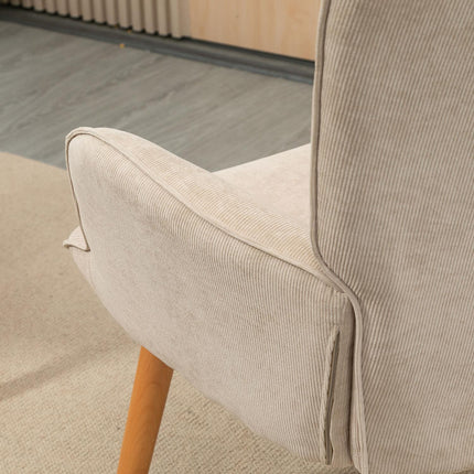 Manchester Lounge Wing Chair with Ottoman, beige upholstery