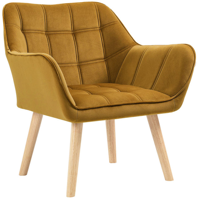 Skandinavischer Ohrensessel aus gelbem Samt – 67x61,5x71 cm