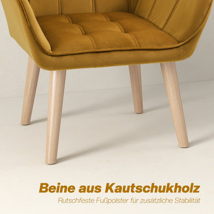 Yellow Velvet Scandinavian Wing Chair – 67x61.5x71 cm