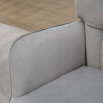 Fauteuil à oreilles avec tabouret, fauteuil lounge, fauteuil de relaxation, fauteuil rembourré aspect velours, fauteuil TV, chaise de salle à manger jusqu'à 120 kg, gris clair