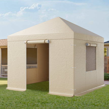 Winter Gazebo Cover 10x10 Ft, PE Sidewalls, Windows