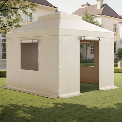 Winter Gazebo Cover 10x10 ft, PE, Sidewalls with Windows